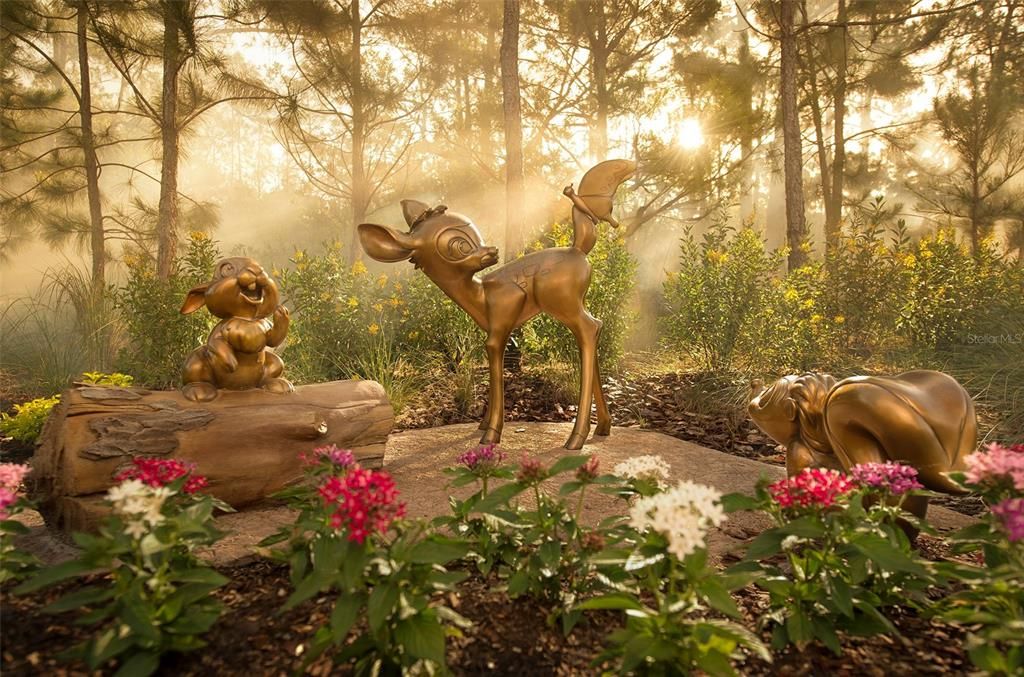 Disney Friends in Nature Sculptures located throughout Golden Oak