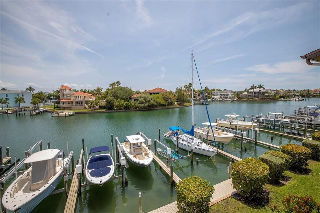 View from balcony of canal and boatslip