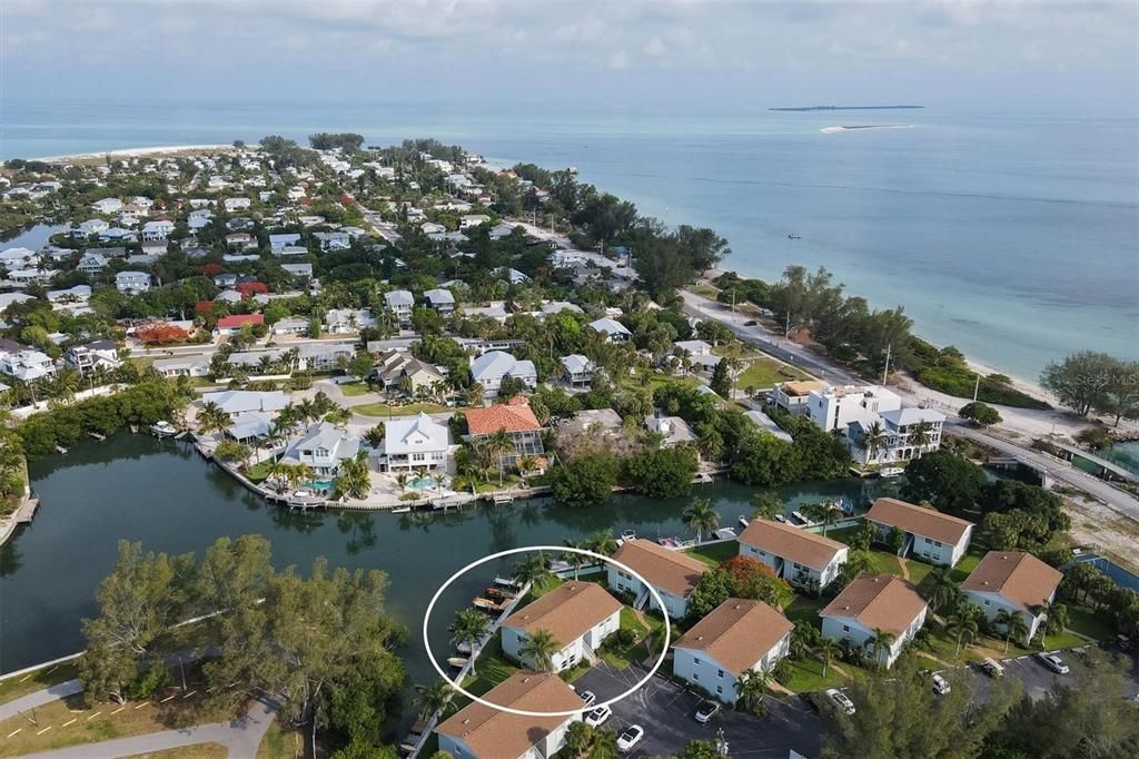 This rear of this Bayou condo faces Northwest providing some of the best sunset views over the North end of the island with Bean Point in the distance