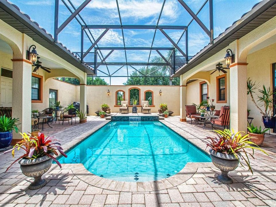 Custom pool with waterfall feature