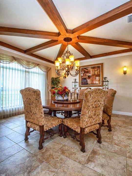 Formal Dining with Faux painted beams & ceilings