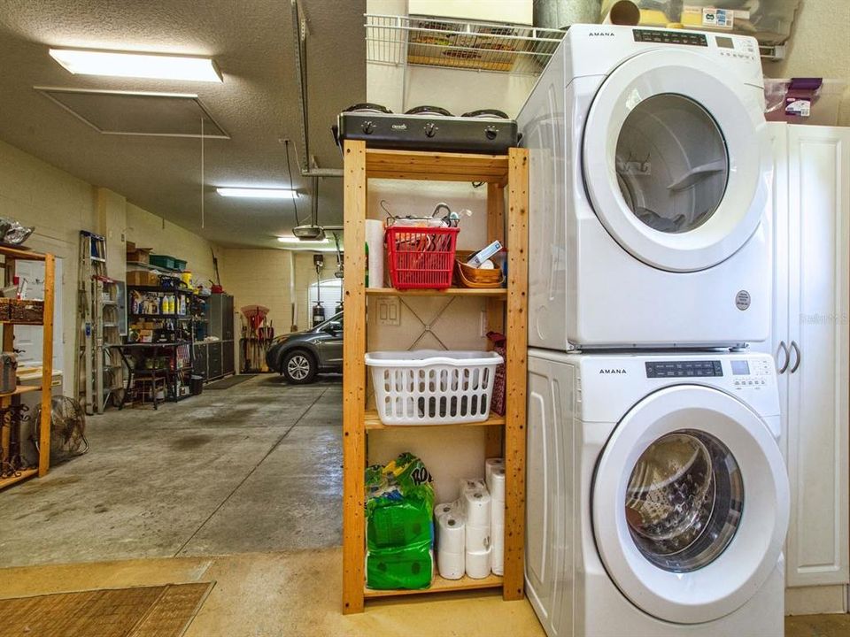 Utility area in garage, new washer & dryer