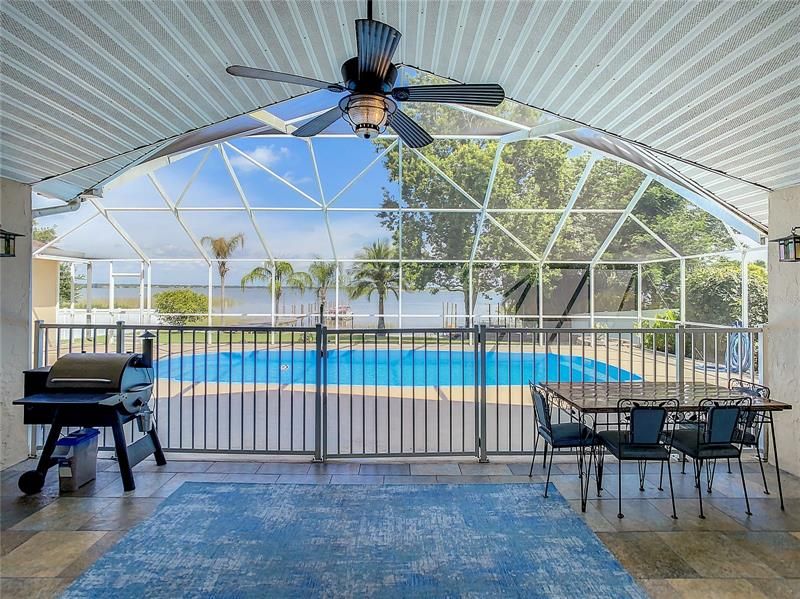 The covered lanai is 11' x 23' and provides protection from the sun and still provides an amazing view and entertainment area. .