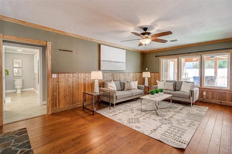 This 12’ x 23’ family room is right off the in-law suite and has the option of being used as a private space for the in-laws or community space for the whole household.