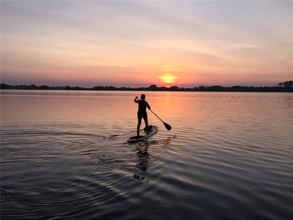 Paddle boarding.