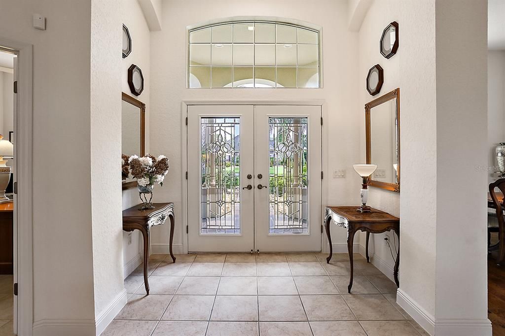 Grand entrance with High ceilings & Tile flooring