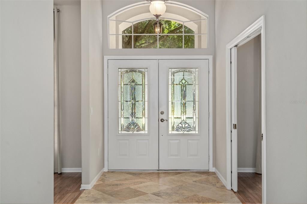 Foyer with Travertine floors