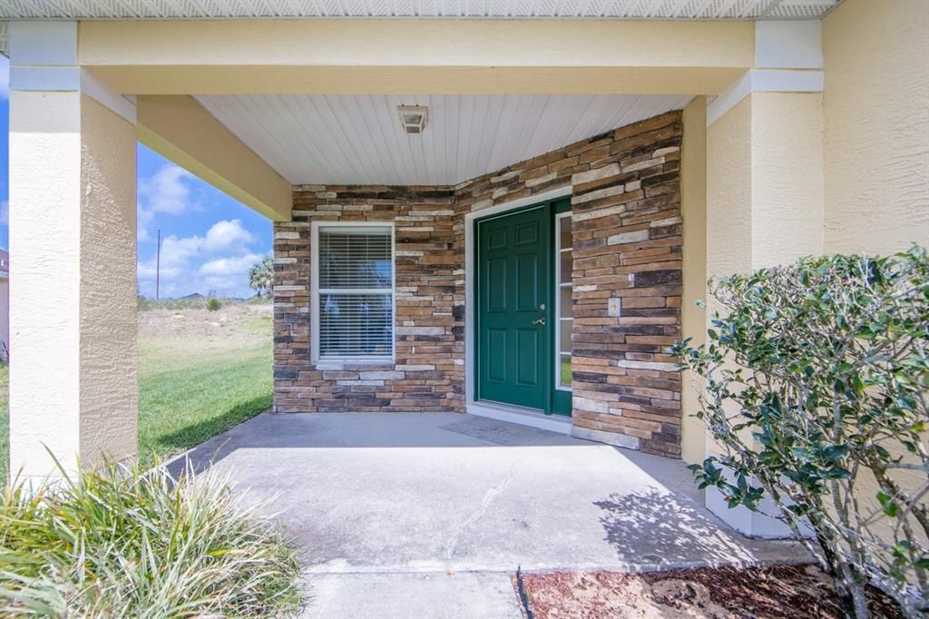 Covered Entrance with Stone Facade