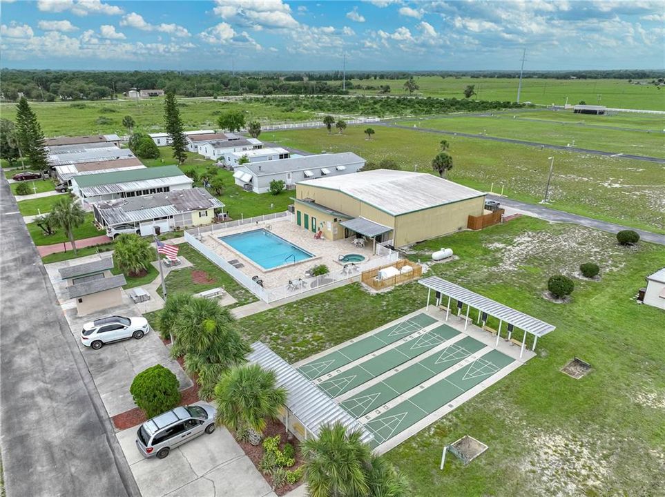 Aerial (Community Pool, Clubhouse and Shuffleboard)
