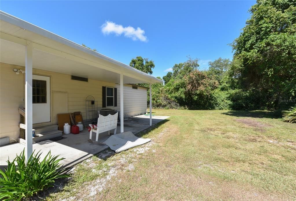 Front area that faces the wooded area.