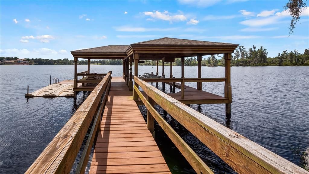 Dock with boat lift and jet ski dock