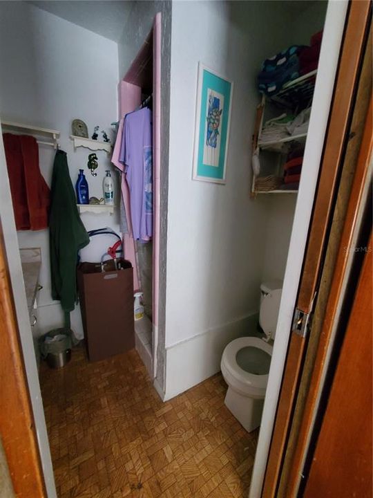 Smallest bathroom of 2bed+2bath unit B in back half of building