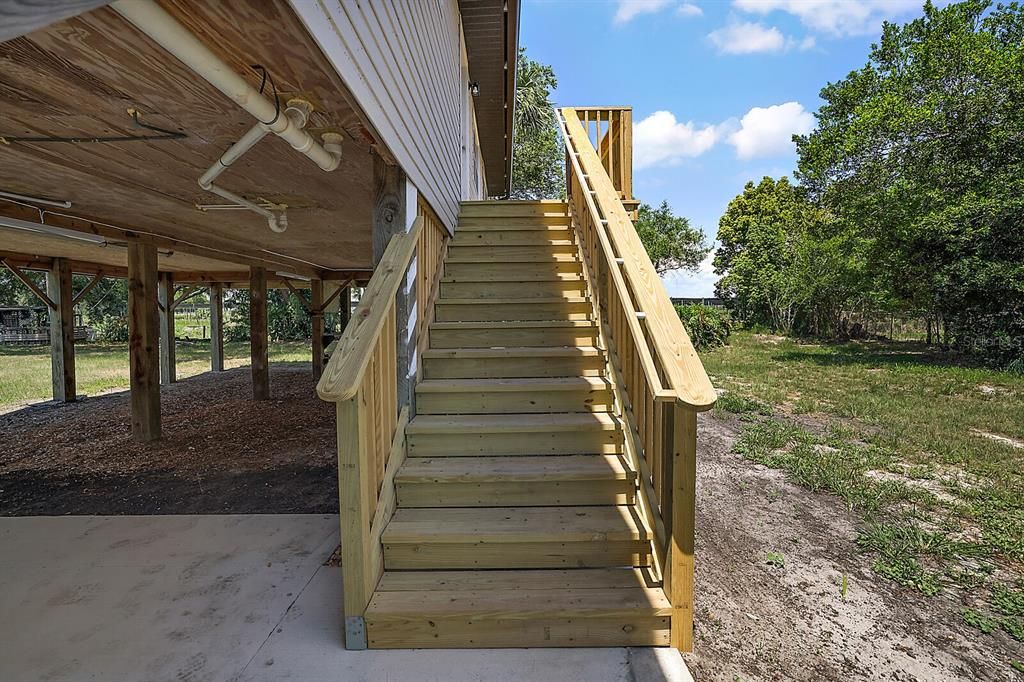 Stairs leading up to front porch