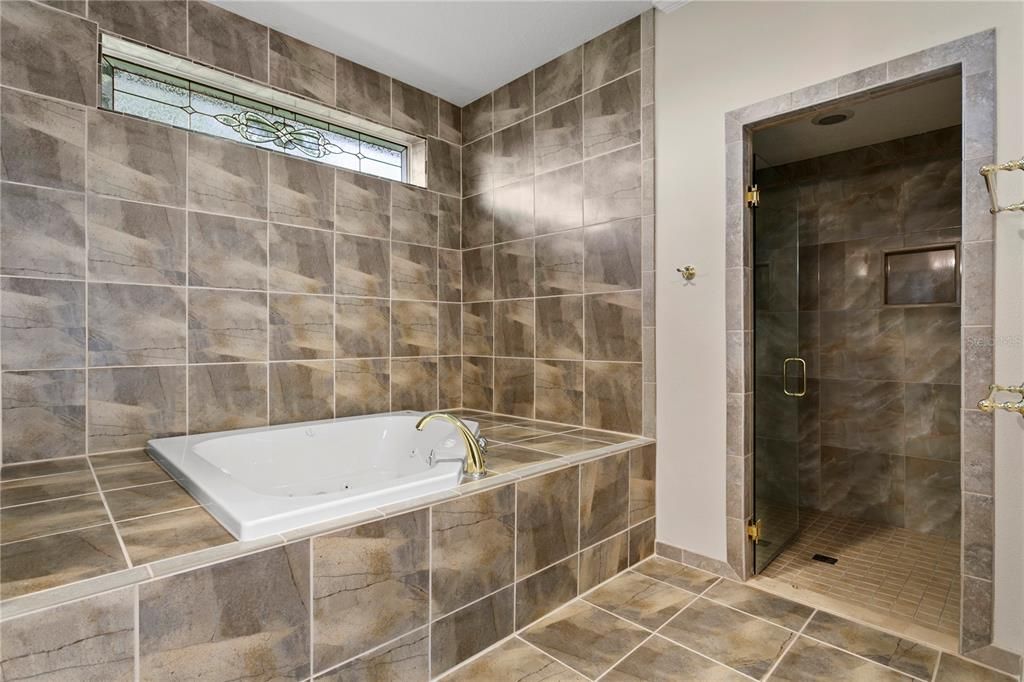 Tub and Walk-in Shower Area of Master Bath