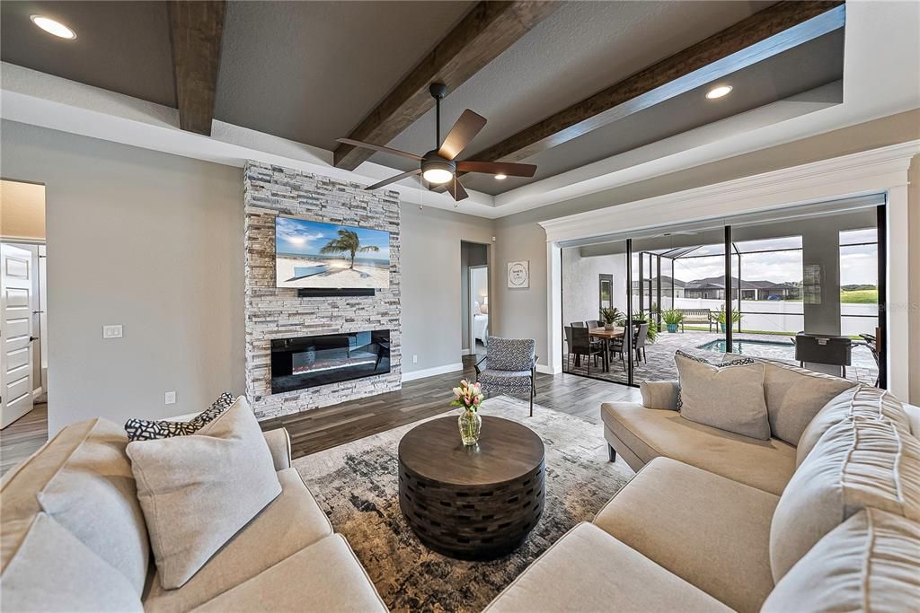 Living area overlooking Pool