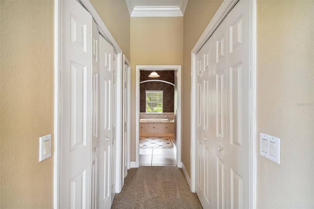 Dual closets in primary suite.