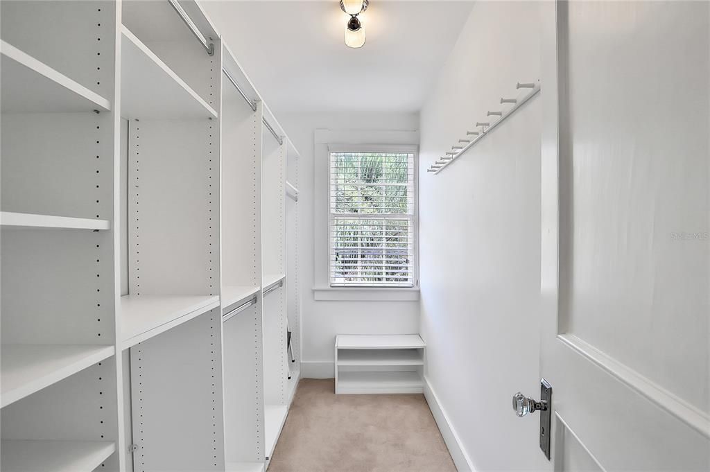 Walk-in closet in two bedroom apartment.