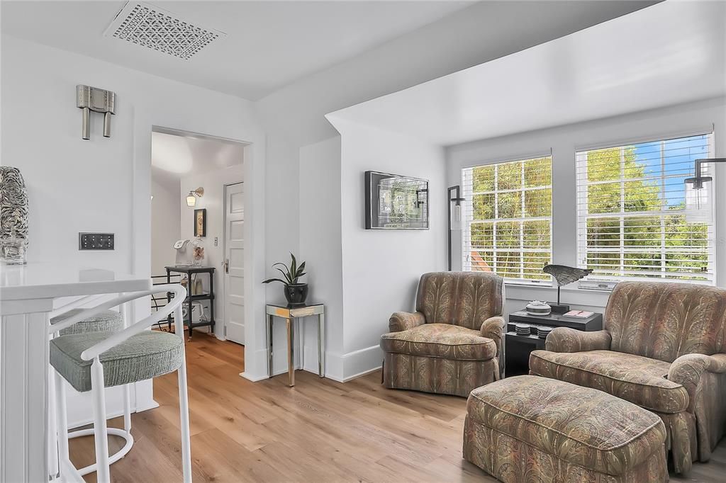 Living area in one bedroom apartment.