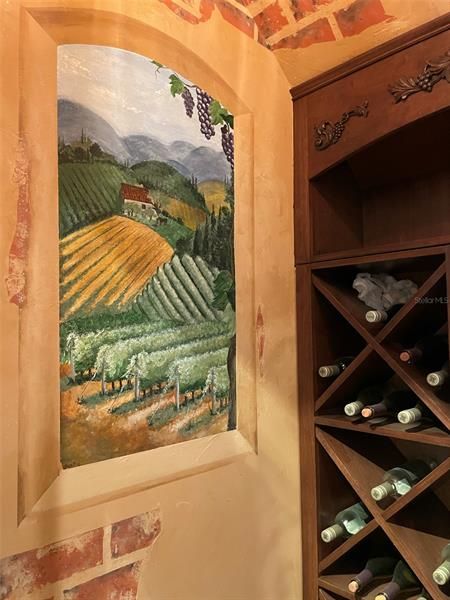 mural inside wine cellar