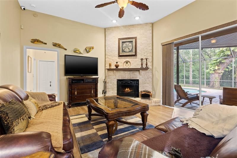 Spacious family room with vaulted ceilings