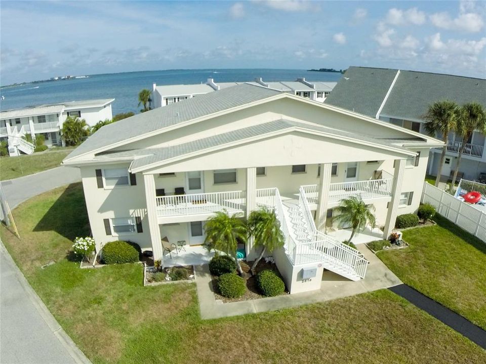 Front Elevation of Quadruplex. Sits at the corner of Woodette Dr and St. Joseph's Dr.