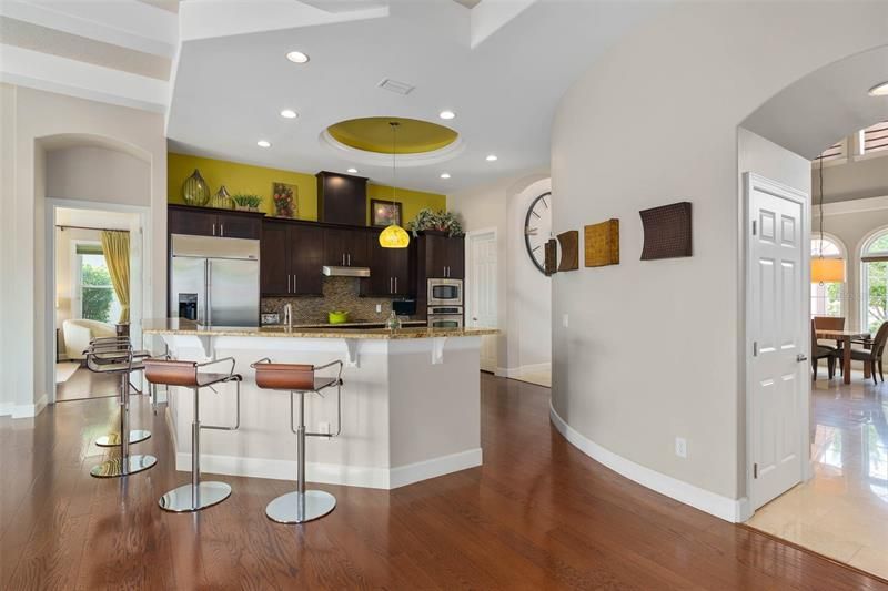 Kitchen Island and view to Master Suite