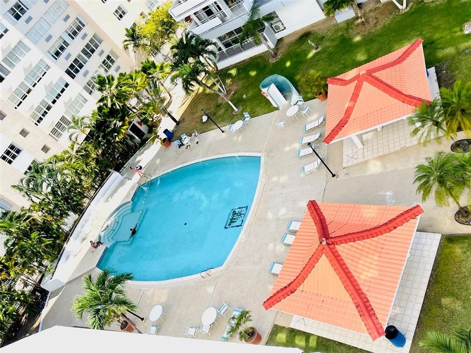 Pool and gazebos view