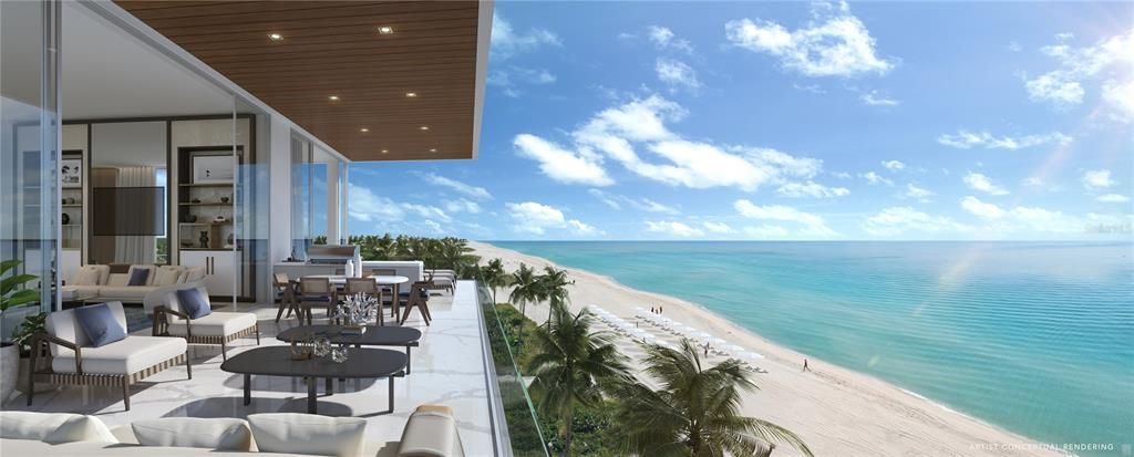 Sage Longboat Key - Western-facing Terrace Rendering on a tranquil 260-foot stretch of pristine Longboat Key sand