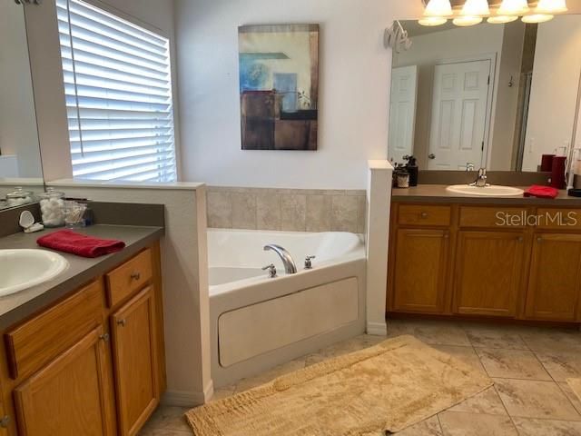 Master dual sinks and garden tub