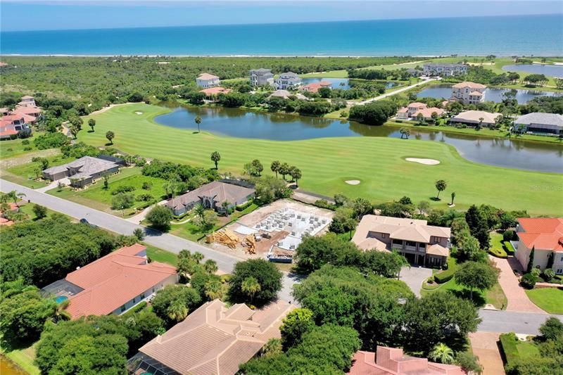 Aerial View from 48 Ocean Oaks lot with Home under construction towards 14th Hole and Ocean