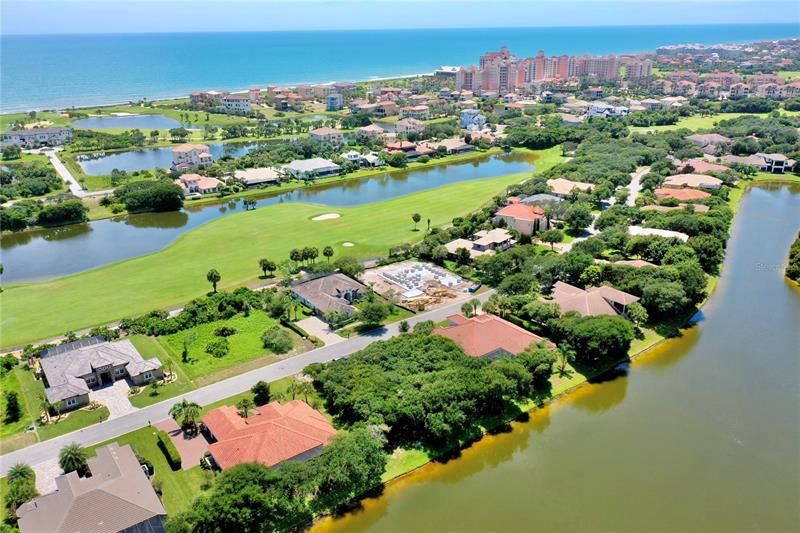 Aerial View from 48 Ocean Oaks lot towards golf course to Ocean. Hammock Beach Club on right side of photo...about 2 1/2 block walk from lot.