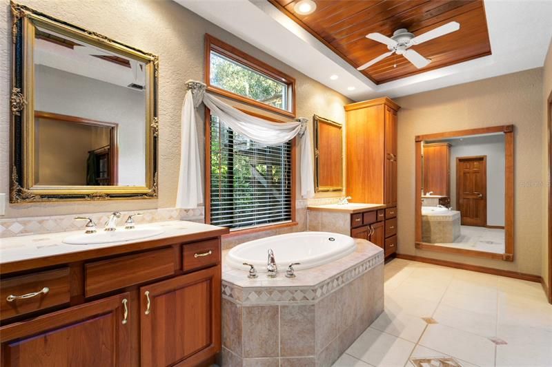 Luxury master bath with soaking tub and separate shower