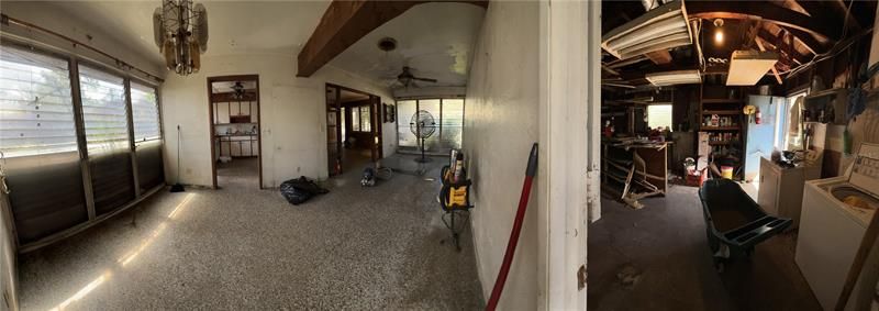 Panoramic from kitchen/dining/living/garage