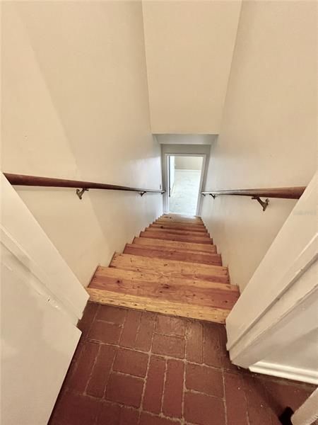 wood stairs to lower level