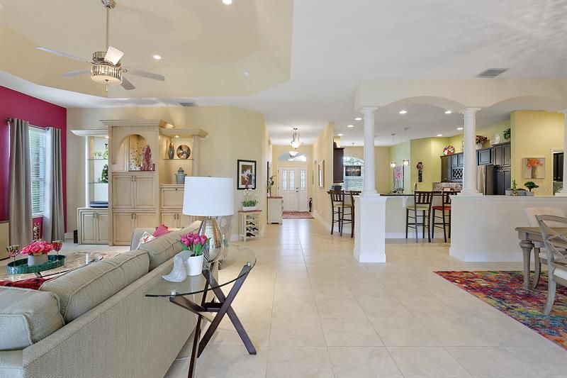 Tile flooring throughout main living areas