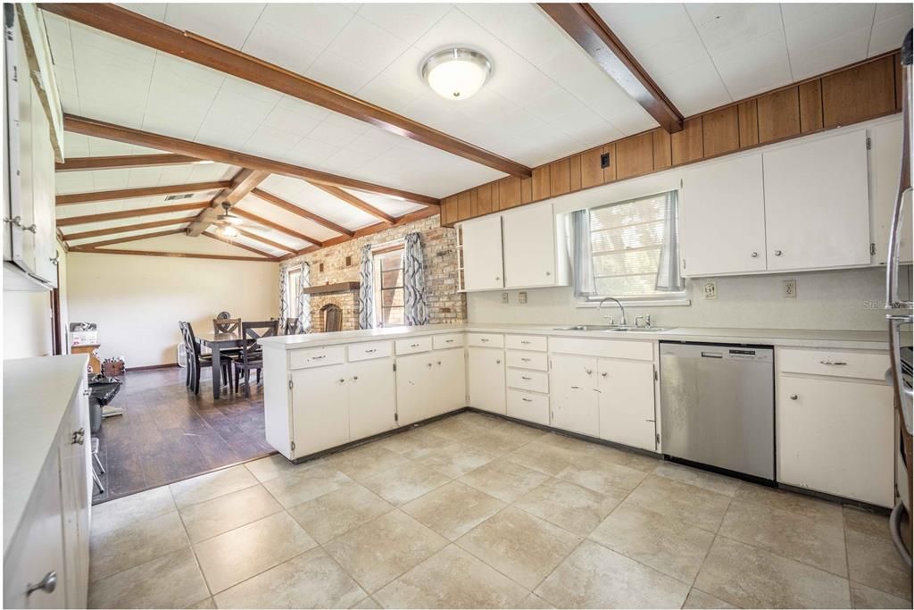 Kitchen area with eat-in bar and ample counter space