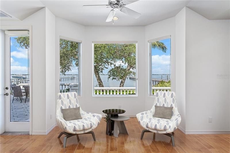 Sitting area in the Bay Window Alcove Area of the First Floor Master/Owners Suite. This area is Virtually Staged.