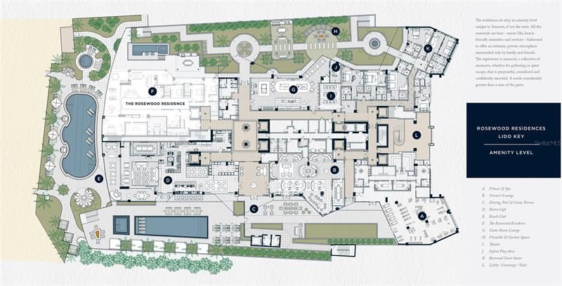 Floor Plan –Amenity Level - All artist’s renderings are proposed concepts shown only for marketing purposes and are based upon current development plans, which are subject to change by the developer, WSR-Lido Beach, LLC, which reserves the right to make changes at its sole discretion, without prior notice or approval of the purchaser.