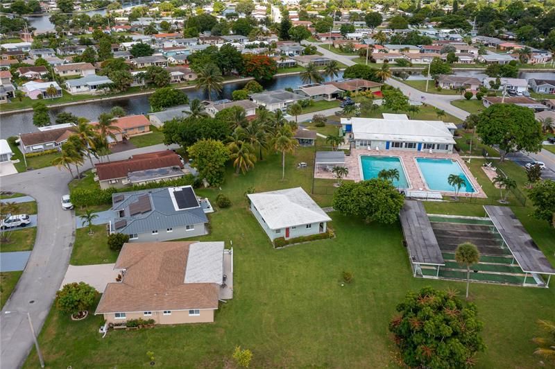 Aerial View of Home in Relation to Pool and Clubhouse