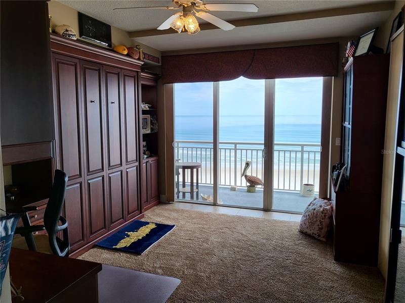 Second bedroom, built in shelving and murphy bed