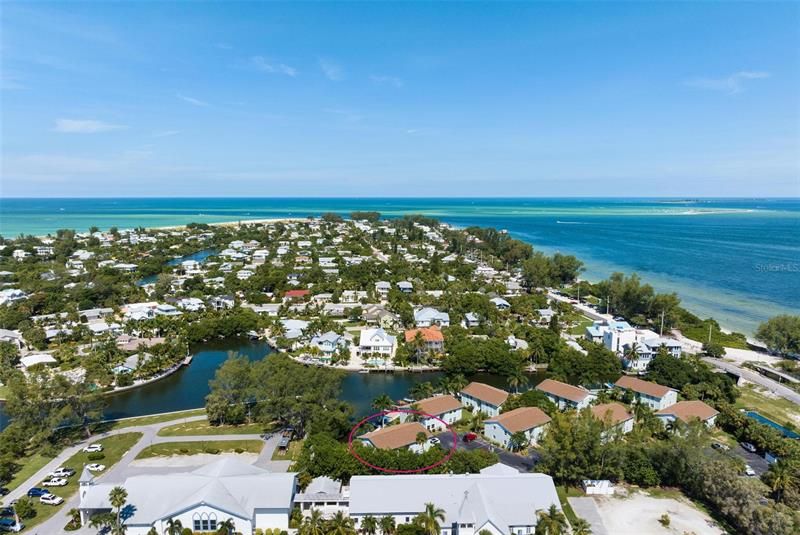 Aerial views of Bayou condo and Bean Point to the Northwest