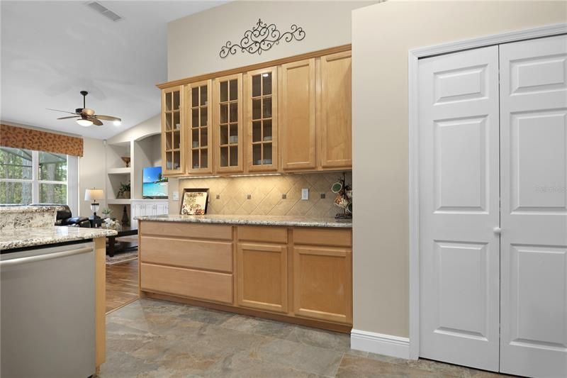 GLASS DOOR CABINETS AND LARGE PANTRY