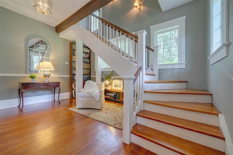 Winding staircase leading upstairs