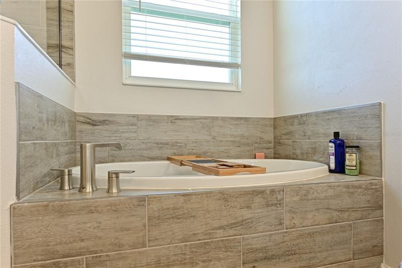 Master Garden Tub with very attractive upgraded ceramic plank tile