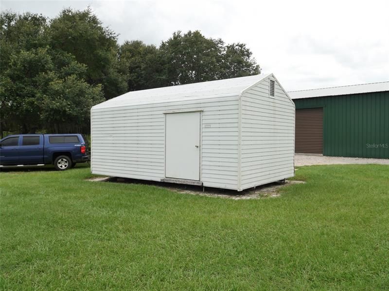 Storage shed with electric