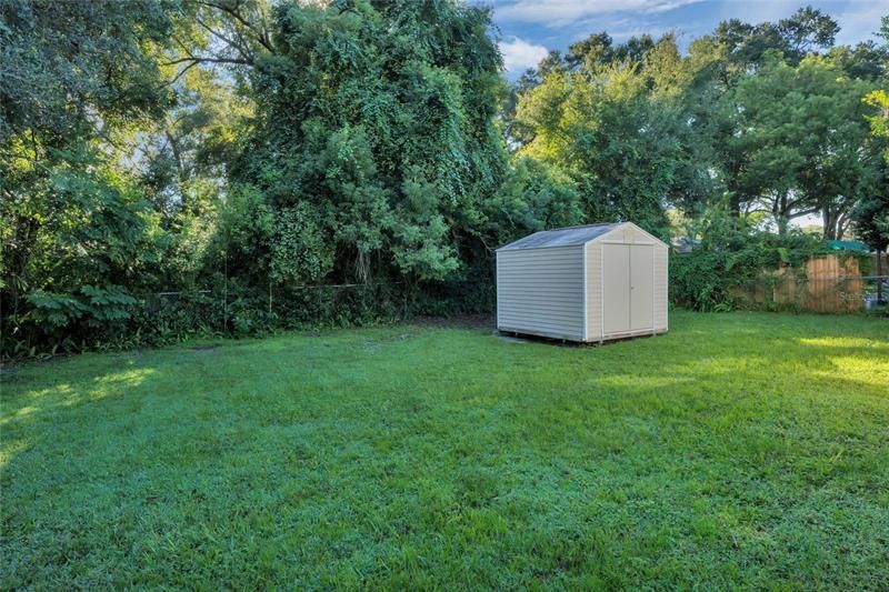 Shed is great for storing lawn equipment