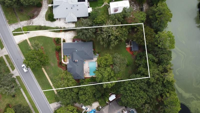 Aerial Lot View with Conservation and Pond to rear