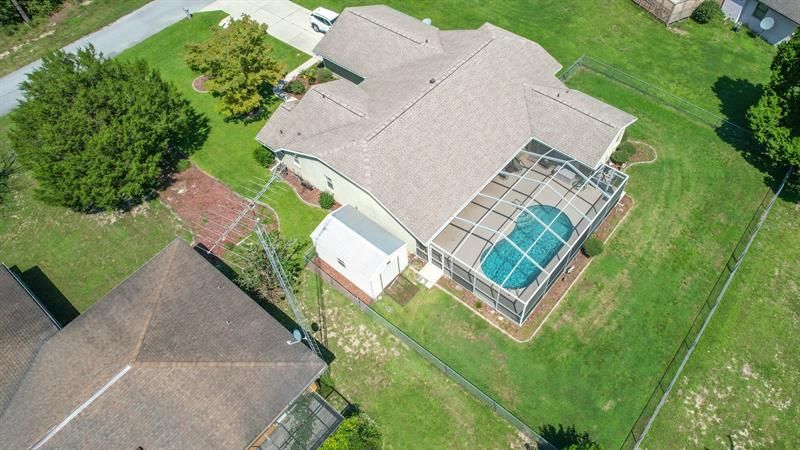 Aerial Side View of Home & Pool