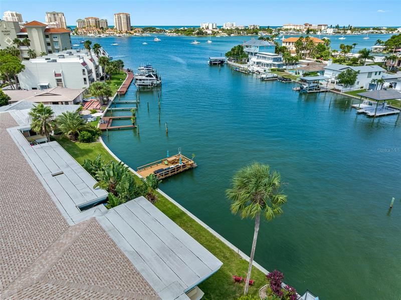 Arial view of beautiful, sunny, Island Estates in Clearwater Beach, Florida