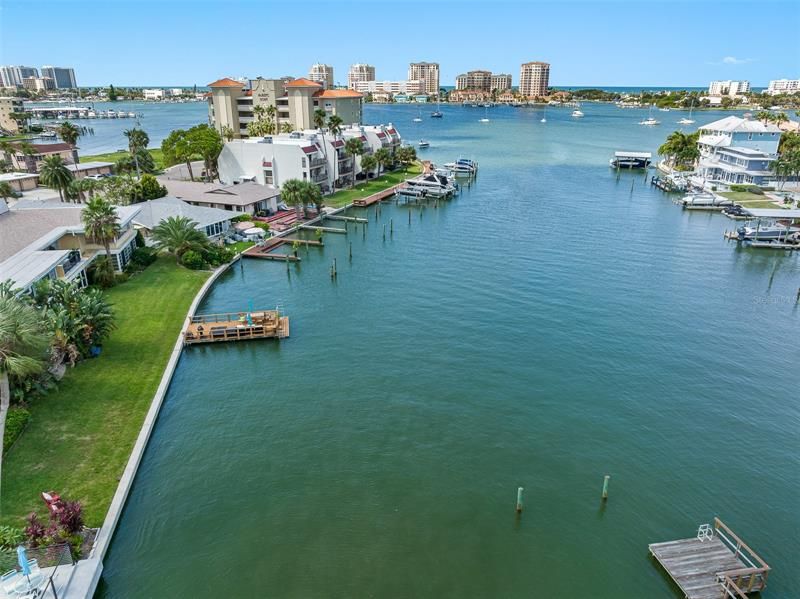 Arial view of beautiful, sunny, Island Estates in Clearwater Beach, Florida
